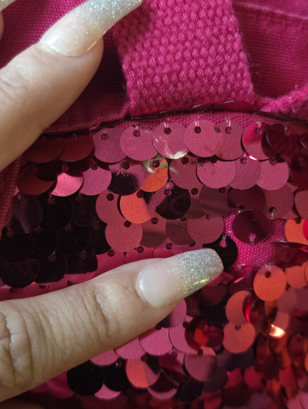 PS from Aéropostale Y2K Hot Pink Sequin Drawstring Flap Mini Backpack Bag - Picture 11 of 12